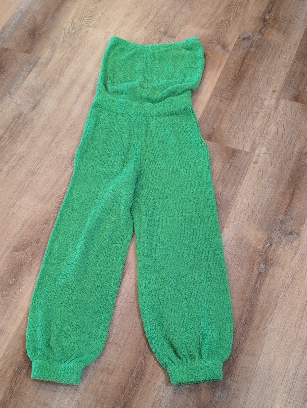 FB Beach Claire Green Terry Knit Strapless Jumpsuit W Pockets Small